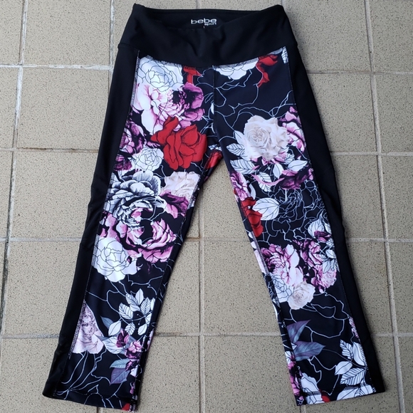 bebe Sport Compression Capri Length Athletic Pants Women's Size Small - Picture 2 of 11